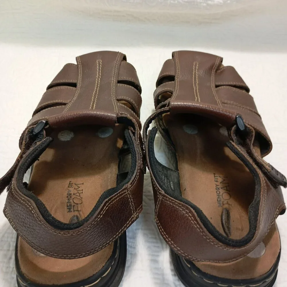 Dr. Scholls Mens Camden Brown Leather Sandals Open-Toe Comfort Fit Size 13M